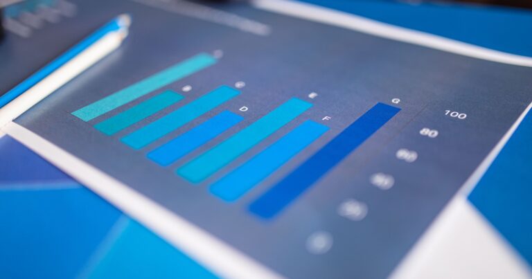 Data charts and analytics displayed on a screen